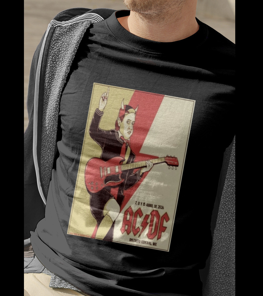 AC DF Distrito Federal MX Abril 2026 7 11 15 Rock Concert Red Guitar And Devil Horns T-Shirt
