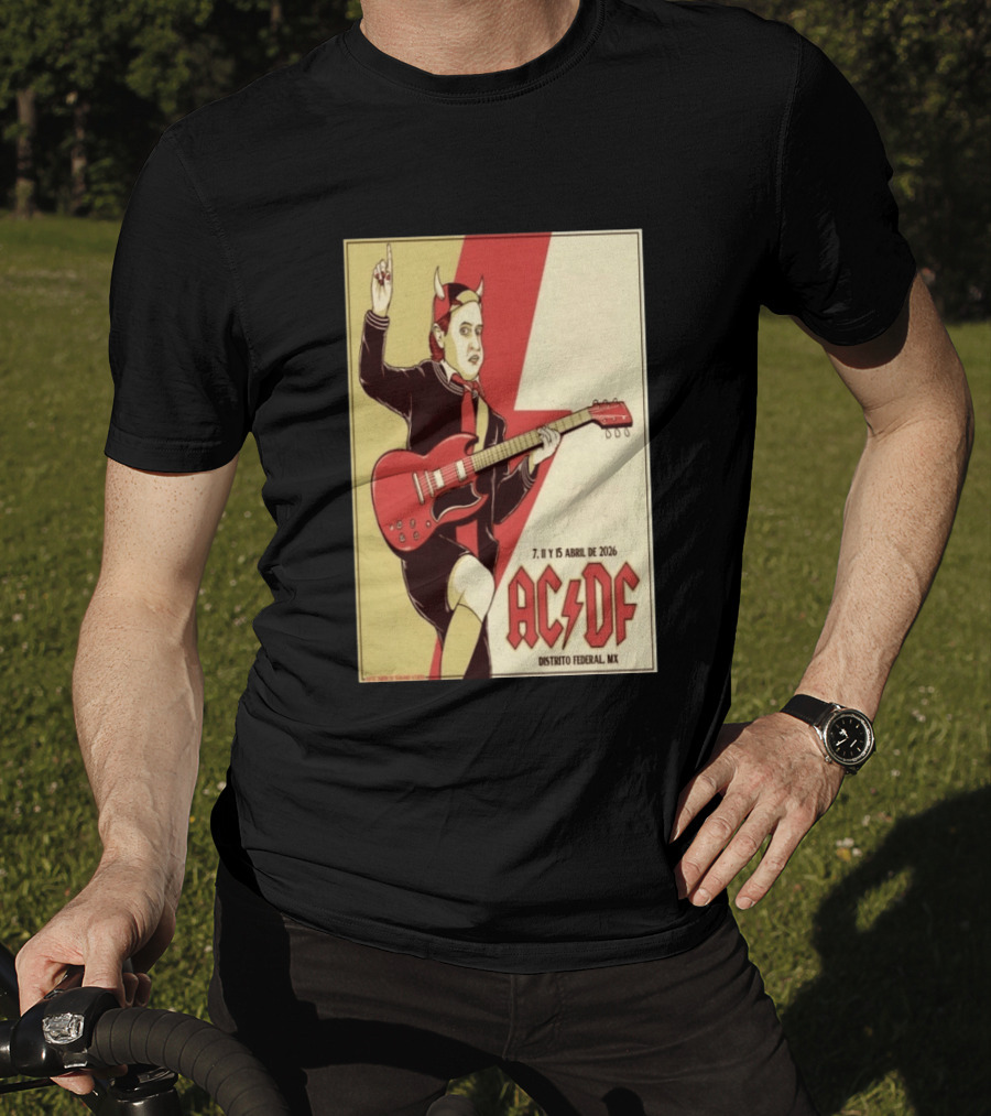 AC DF Distrito Federal MX Abril 2026 7 11 15 Rock Concert Red Guitar And Devil Horns T-Shirt