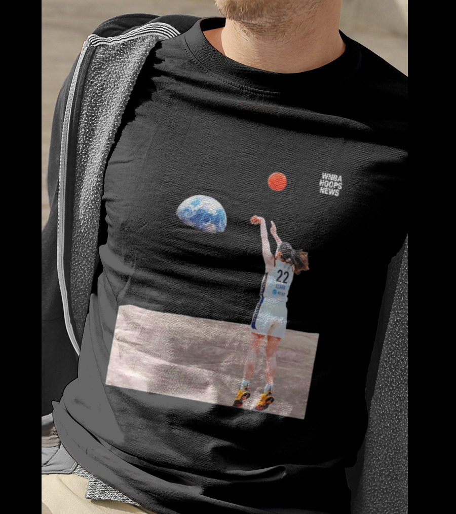 Caitlin Clark Indiana Fever WNBA Shooting Basketball On Lunar Surface T-Shirt