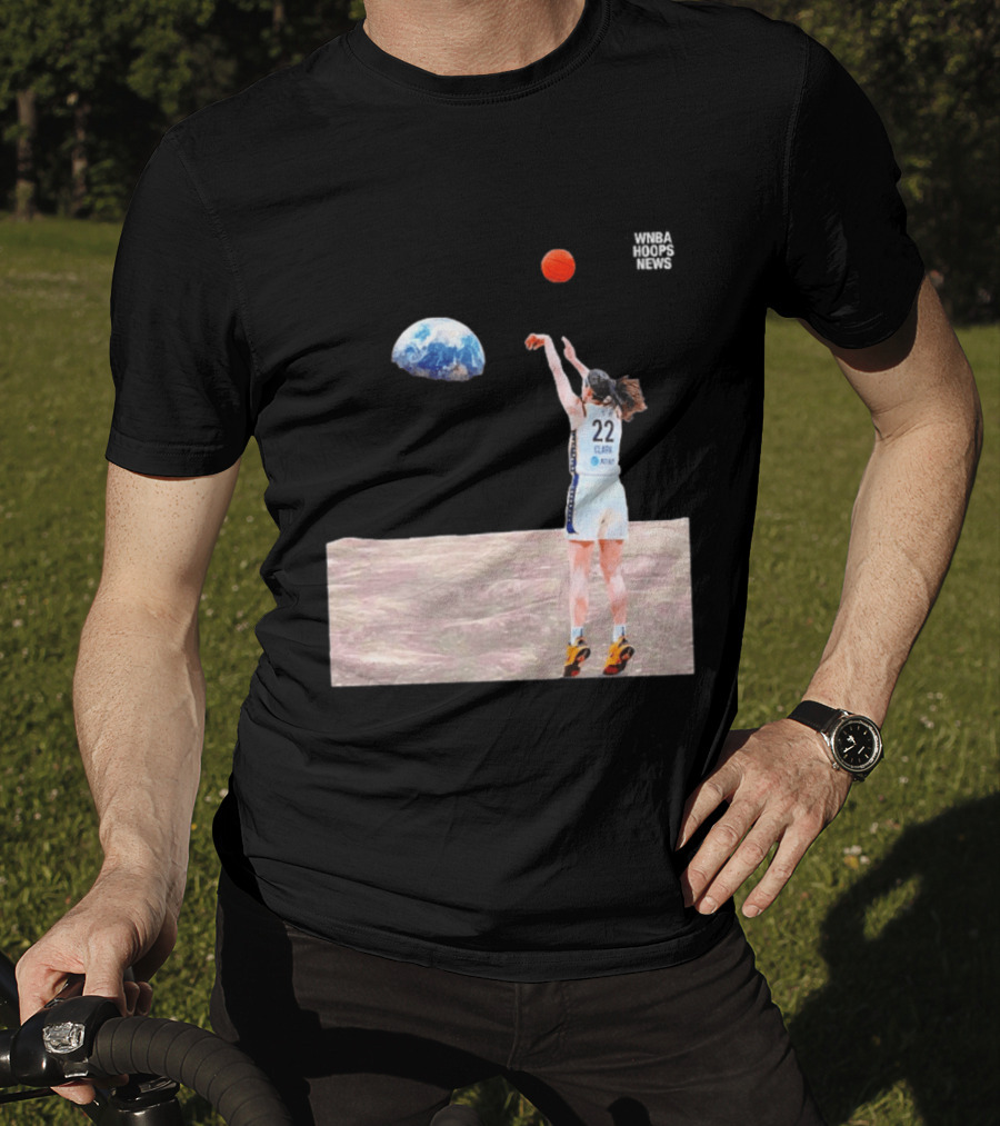 Caitlin Clark Indiana Fever WNBA Shooting Basketball On Lunar Surface T-Shirt