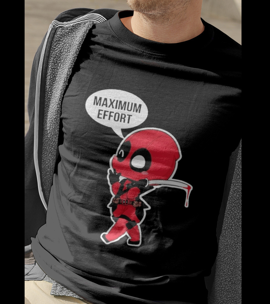 Deadpool Chibi Costume Maximum Effort Speech Bubble T-Shirt