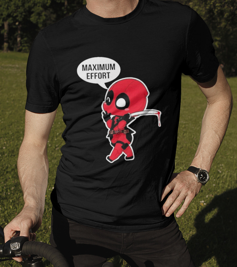 Deadpool Chibi Costume Maximum Effort Speech Bubble T-Shirt