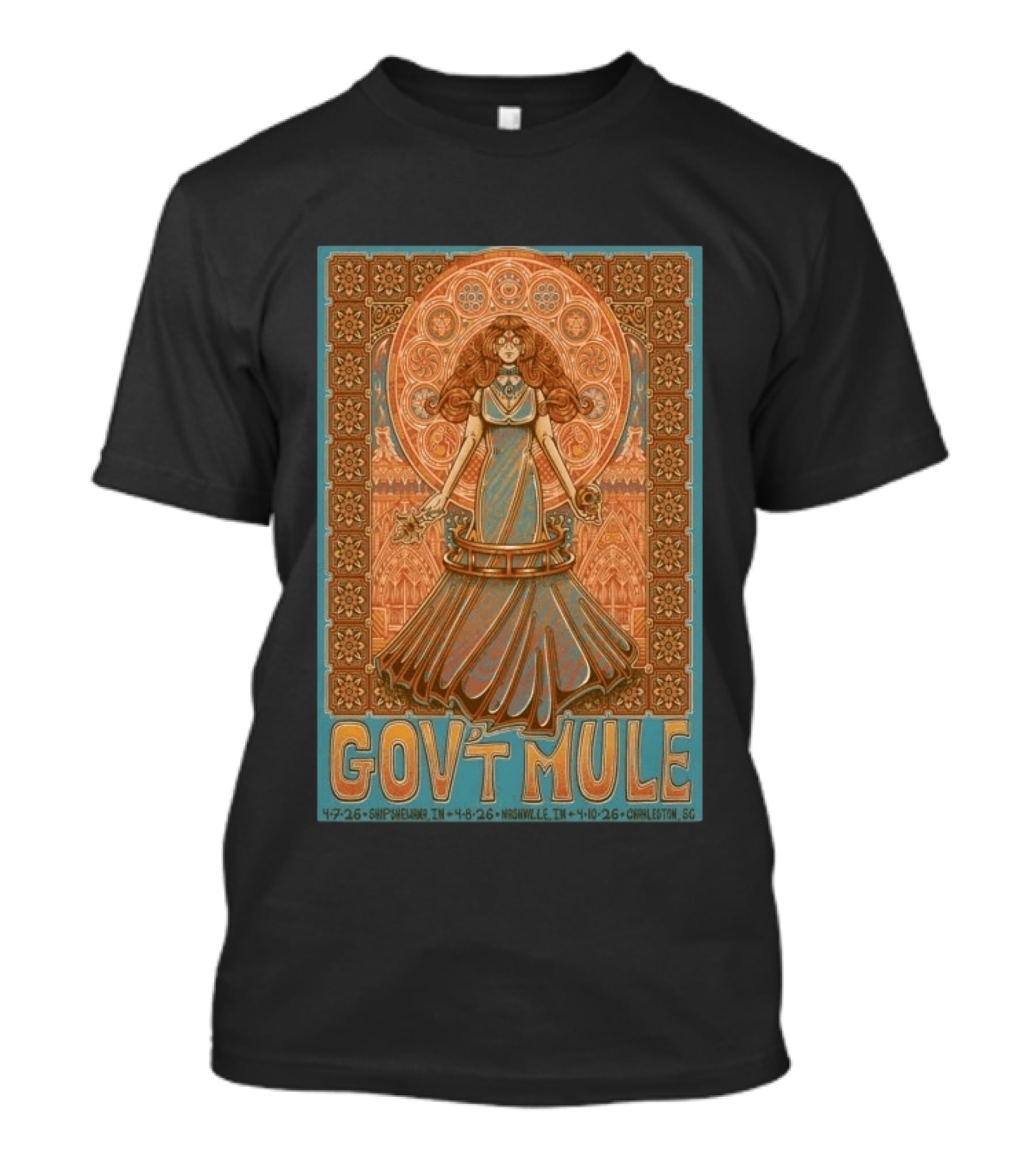 Gov't Mule Nashville IN Apr 8 2026 Psychedelic Art Nouveau Music Event T-Shirt