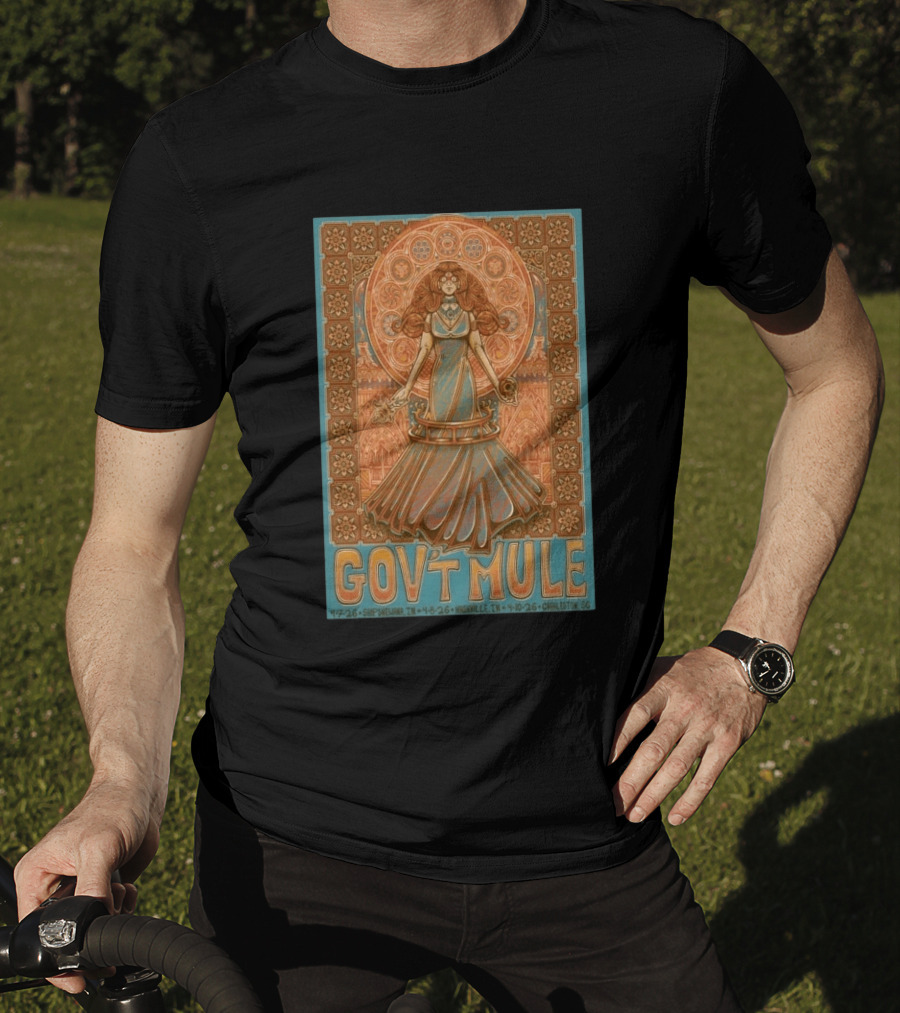 Gov't Mule Nashville IN Apr 8 2026 Psychedelic Art Nouveau Music Event T-Shirt