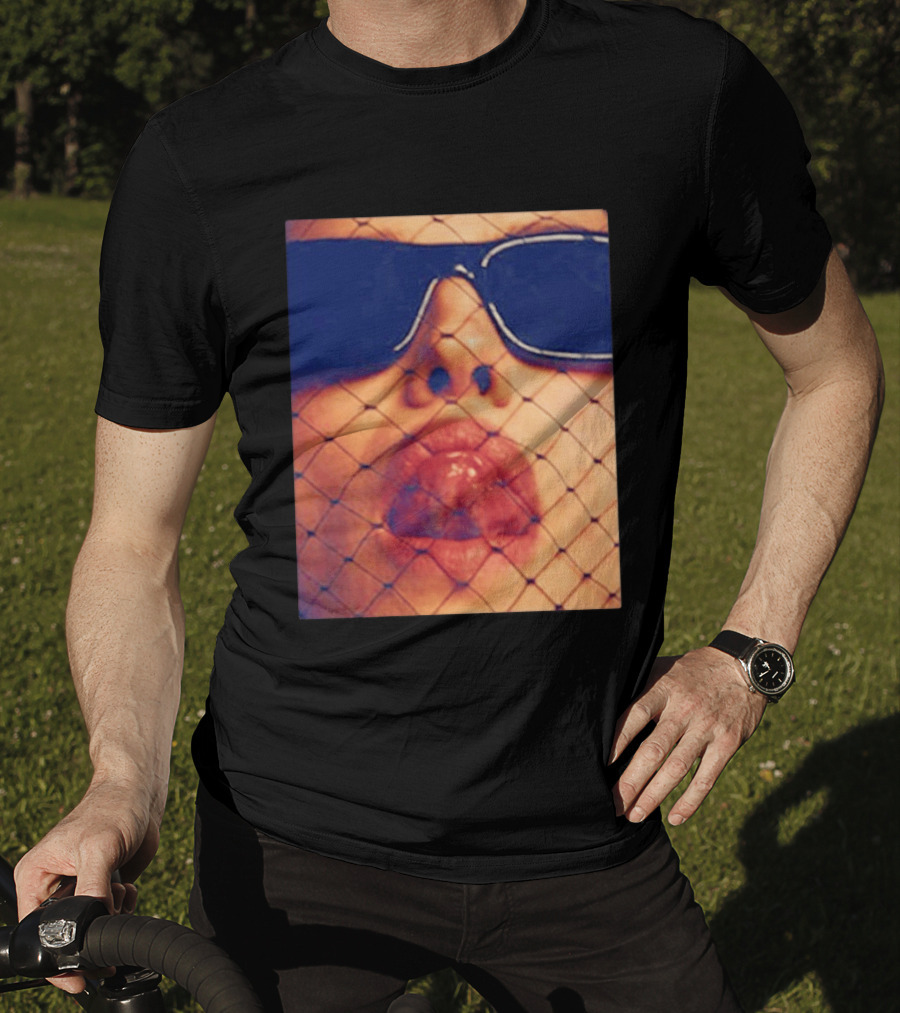 Irina Shayk Tongue Sunglasses Mesh T-Shirt