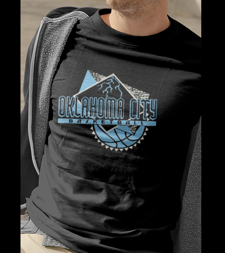 Oklahoma City Basketball Mountain And Basketball Hoop T-Shirt