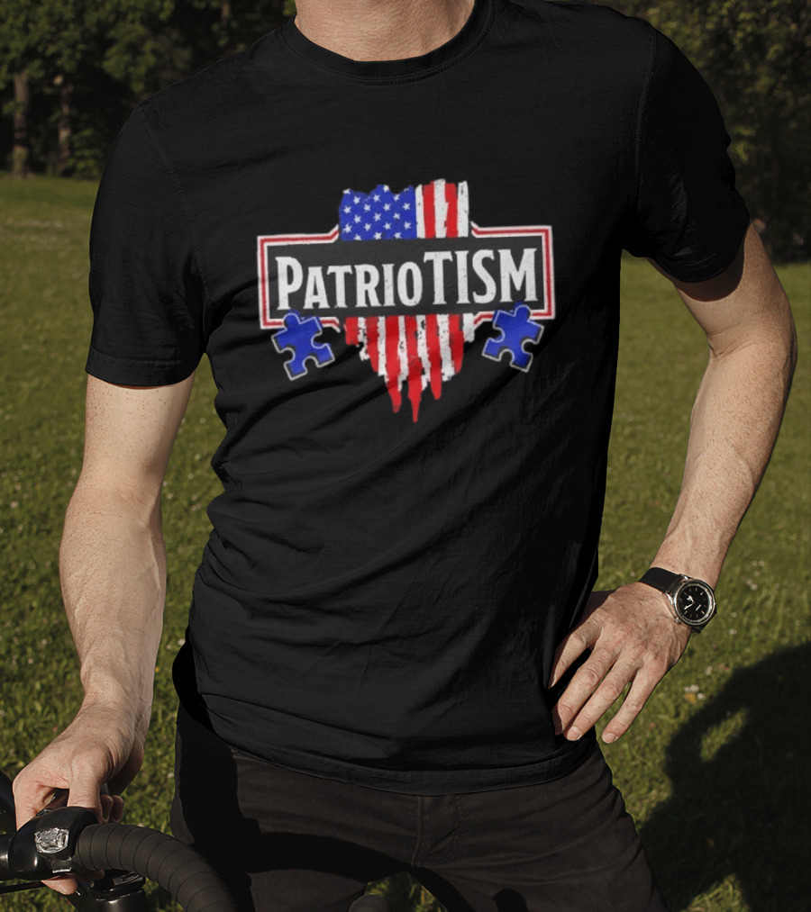 Patriotism American Flag Heart Puzzle Pieces T-Shirt