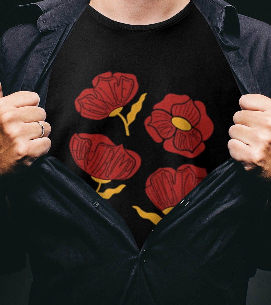 Red Poppy Floral Fuck Trump T-Shirt