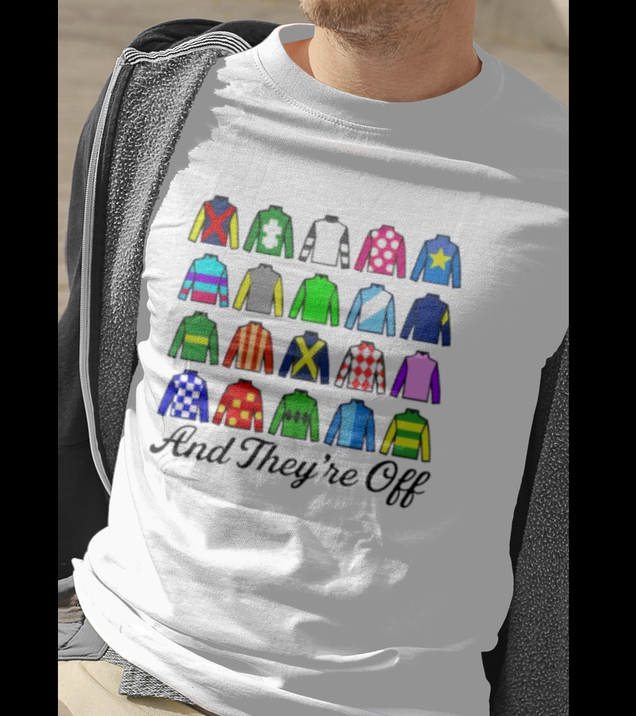 And They're Off Jockey Silks Colorful Patterns Racing T-Shirt