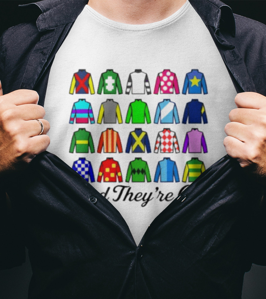 And They're Off Jockey Silks Colorful Patterns Racing T-Shirt