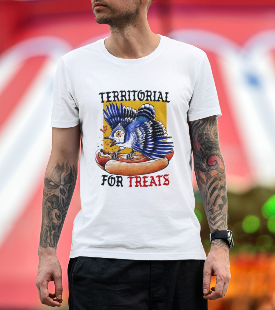 Territorial Bird with Hotdog for Treats T-Shirt