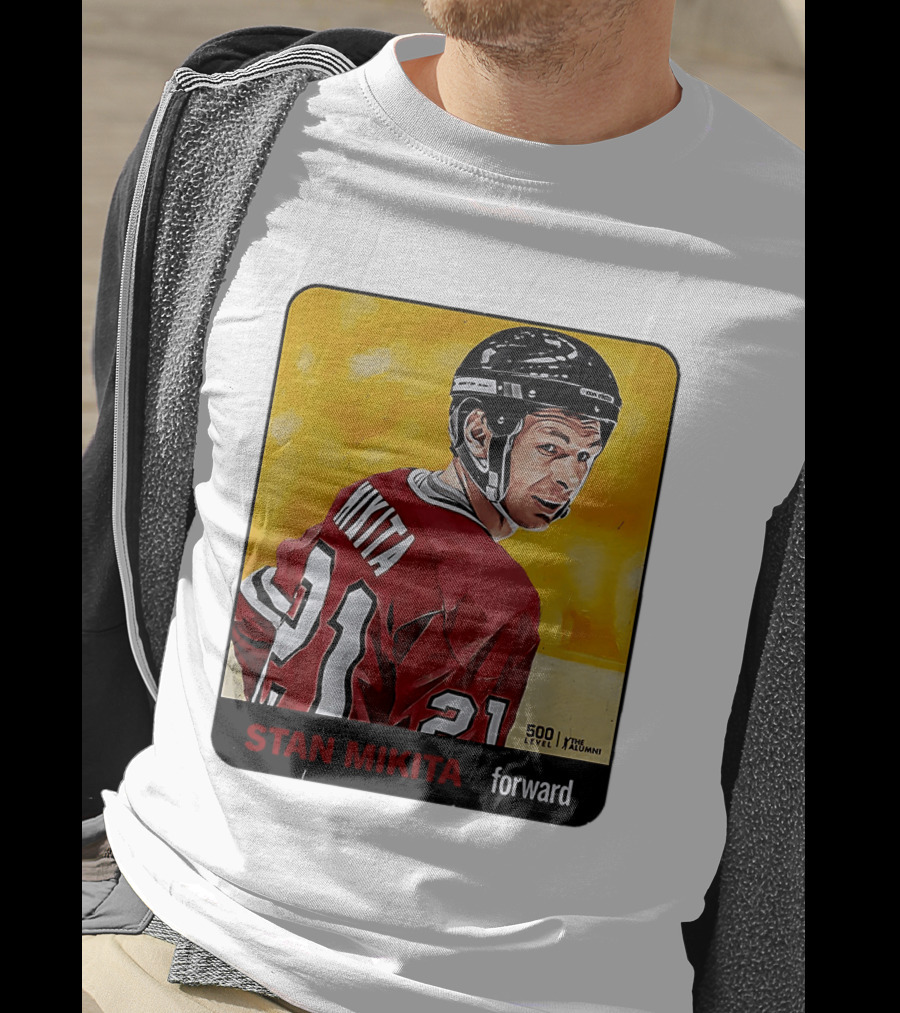 Stan Mikita Forward Chicago Blackhawks NHL Alumni Card 500 Level T-Shirt