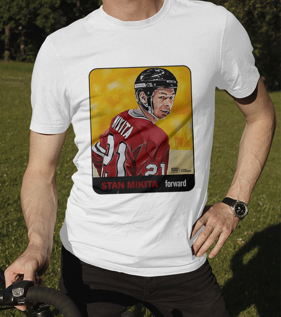 Stan Mikita Forward Chicago Blackhawks NHL Alumni Card 500 Level T-Shirt