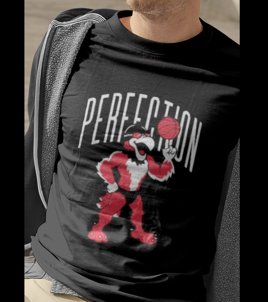 Perfection Basketball Mascot Red And White T-Shirt