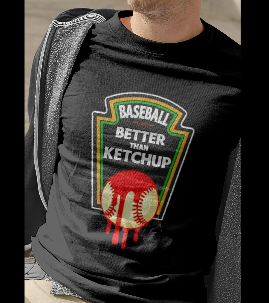 Baseball Better Than Ketchup Ships Free Vintage Style Baseball Fan 1849 T-Shirt