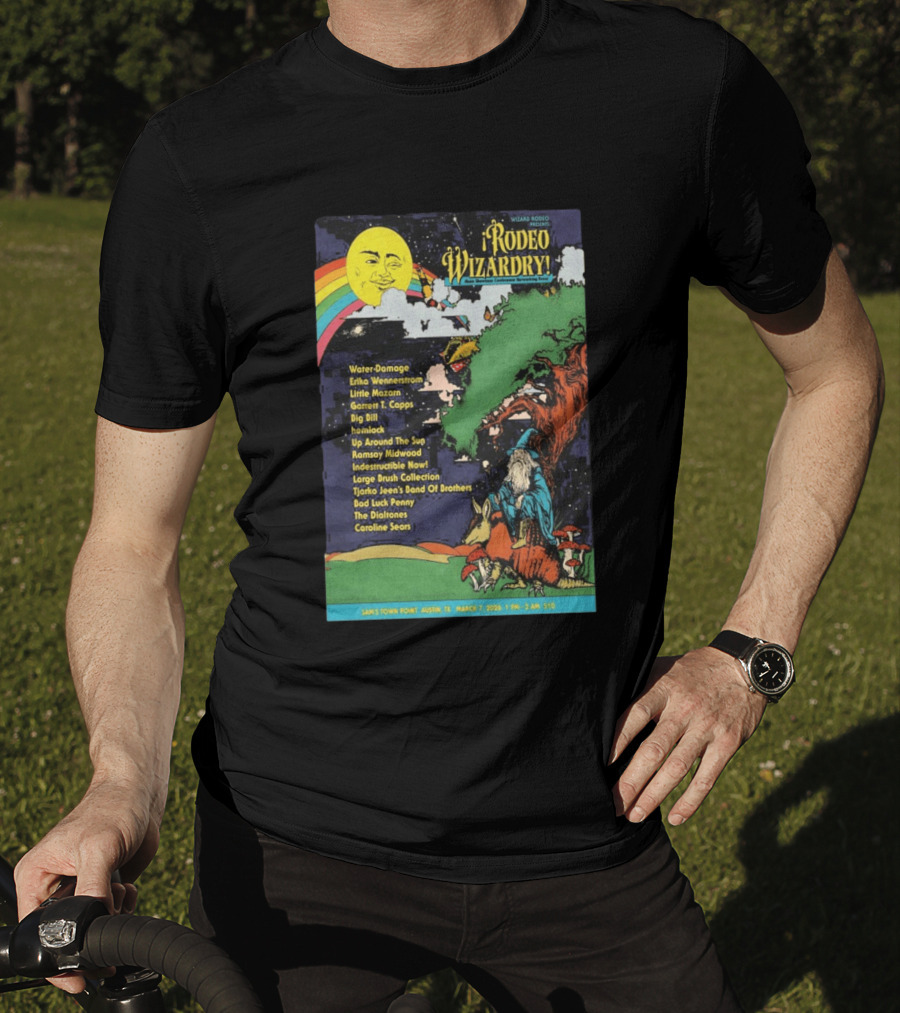 Rodeo Wizardry Show Austin March 7 2026 Music Lineup And Fantasy Artwork Sam's Town Point Event T-Shirt