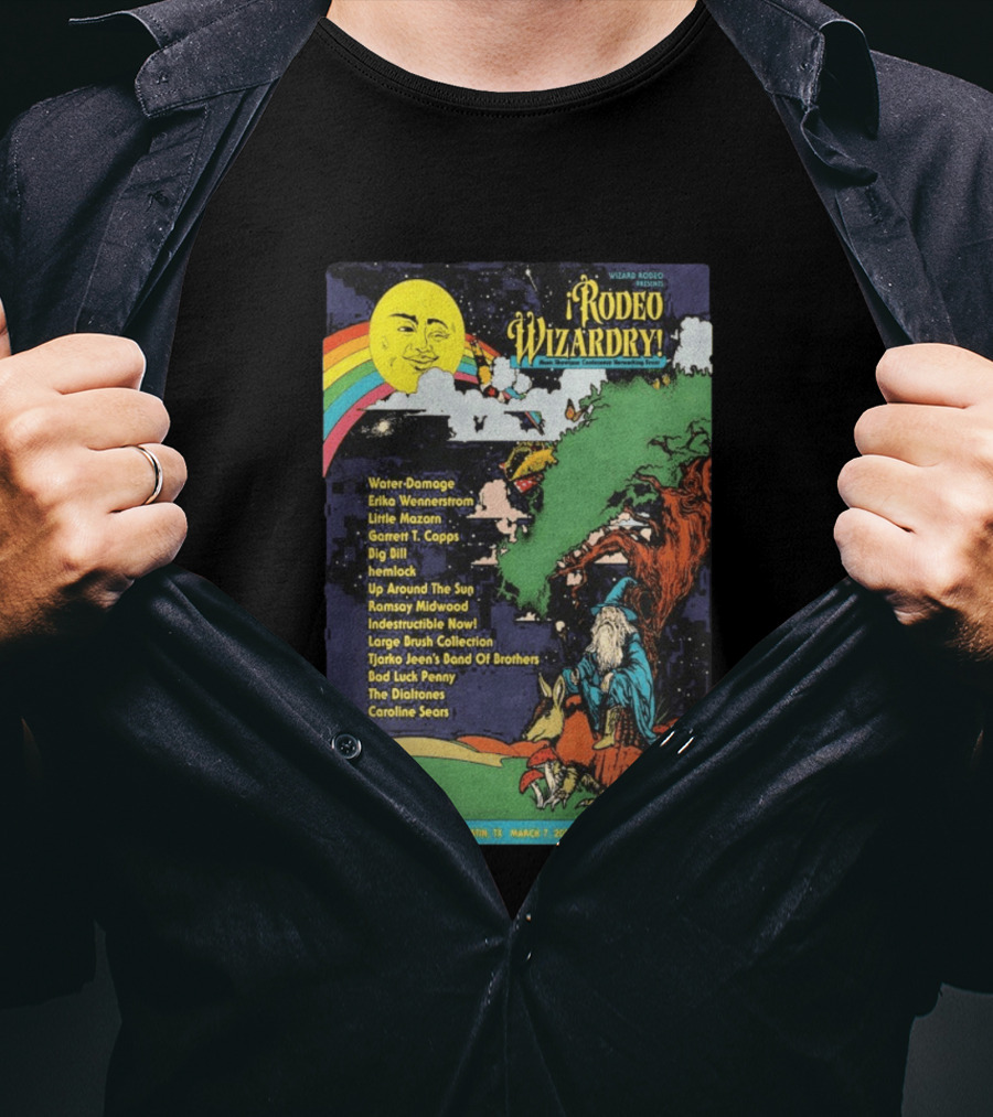 Rodeo Wizardry Show Austin March 7 2026 Music Lineup And Fantasy Artwork Sam's Town Point Event T-Shirt