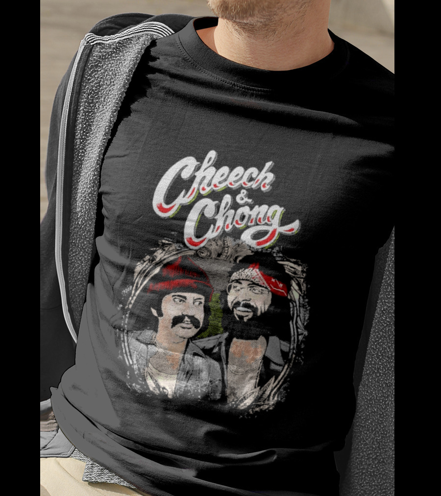 Cheech And Chong Vintage Red Bandana And Beanie Comic Duo T-Shirt