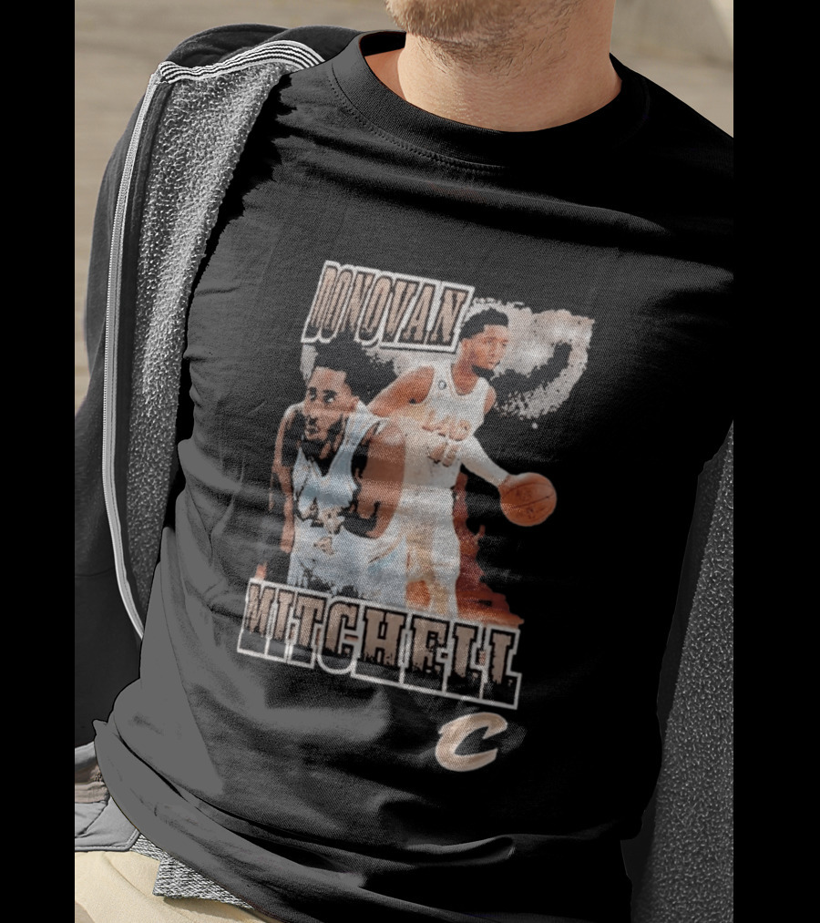Donovan Mitchell Cleveland Cavaliers Player Portrait With Team T-Shirt