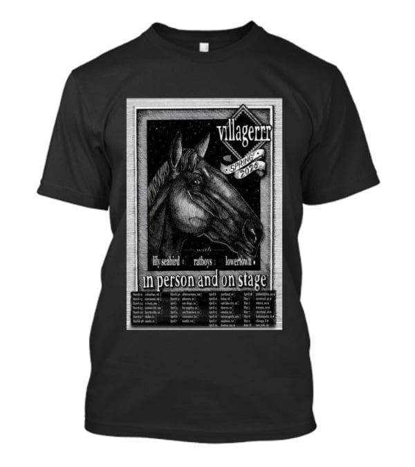 Villagerrr Spring 2026 Tour Horse Illustration With Lily Seabird Ratboys Lowertown T-Shirt