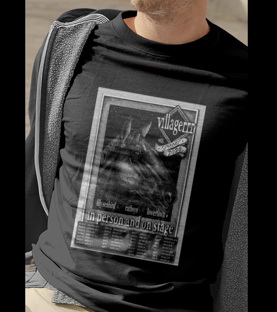 Villagerrr Spring 2026 Tour Horse Illustration With Lily Seabird Ratboys Lowertown T-Shirt