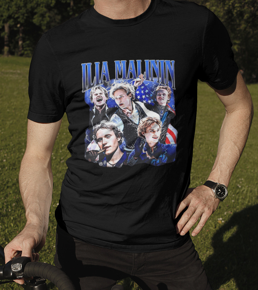 Ilia Malinin Quad Jump Legend Ice Skating American Flag T-Shirt