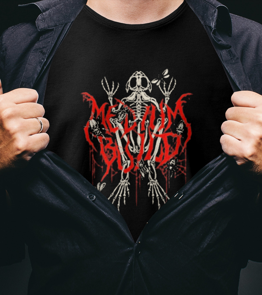 Medium Build Frog Skeleton Red Dripping T-Shirt