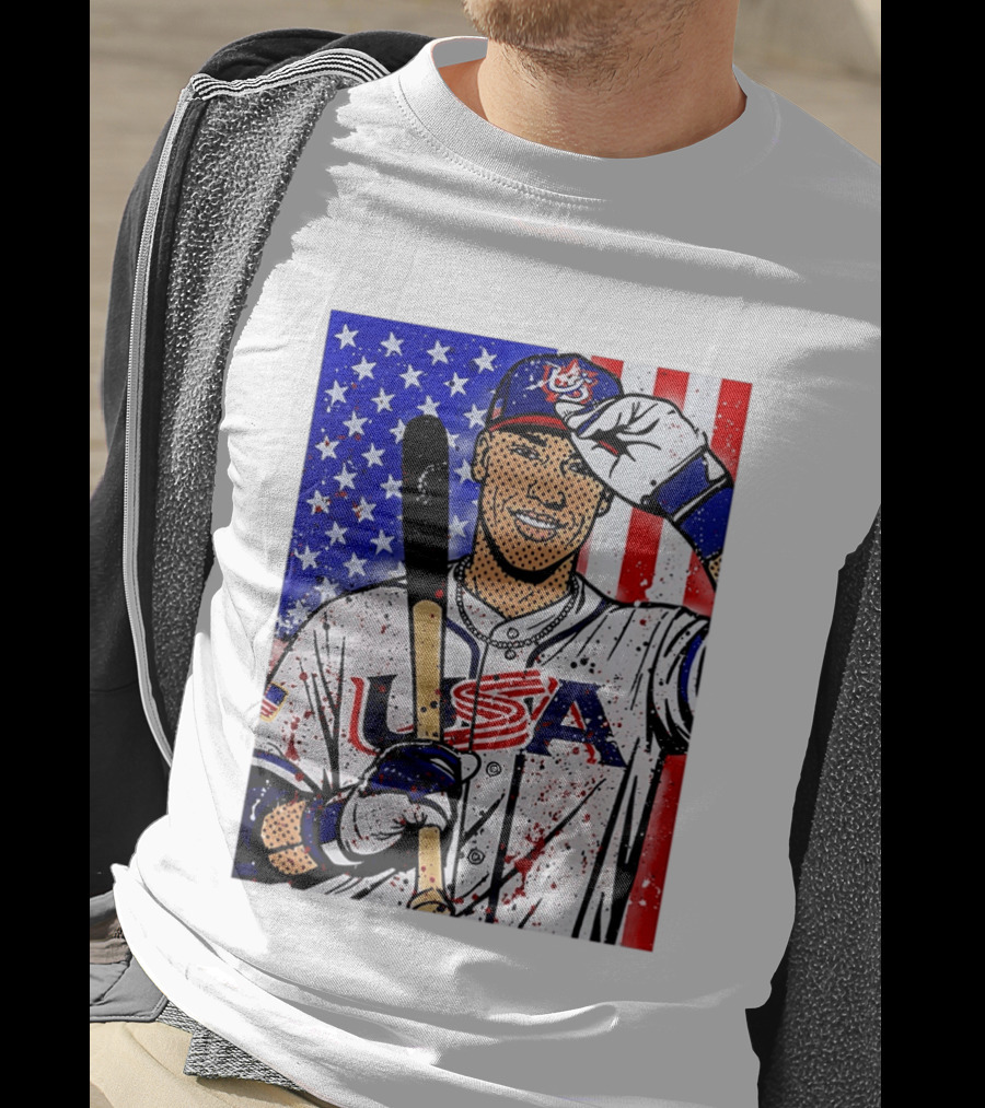 Aaron Judge USA Baseball Pop Art 2026 American Flag Stars Stripes T-Shirt