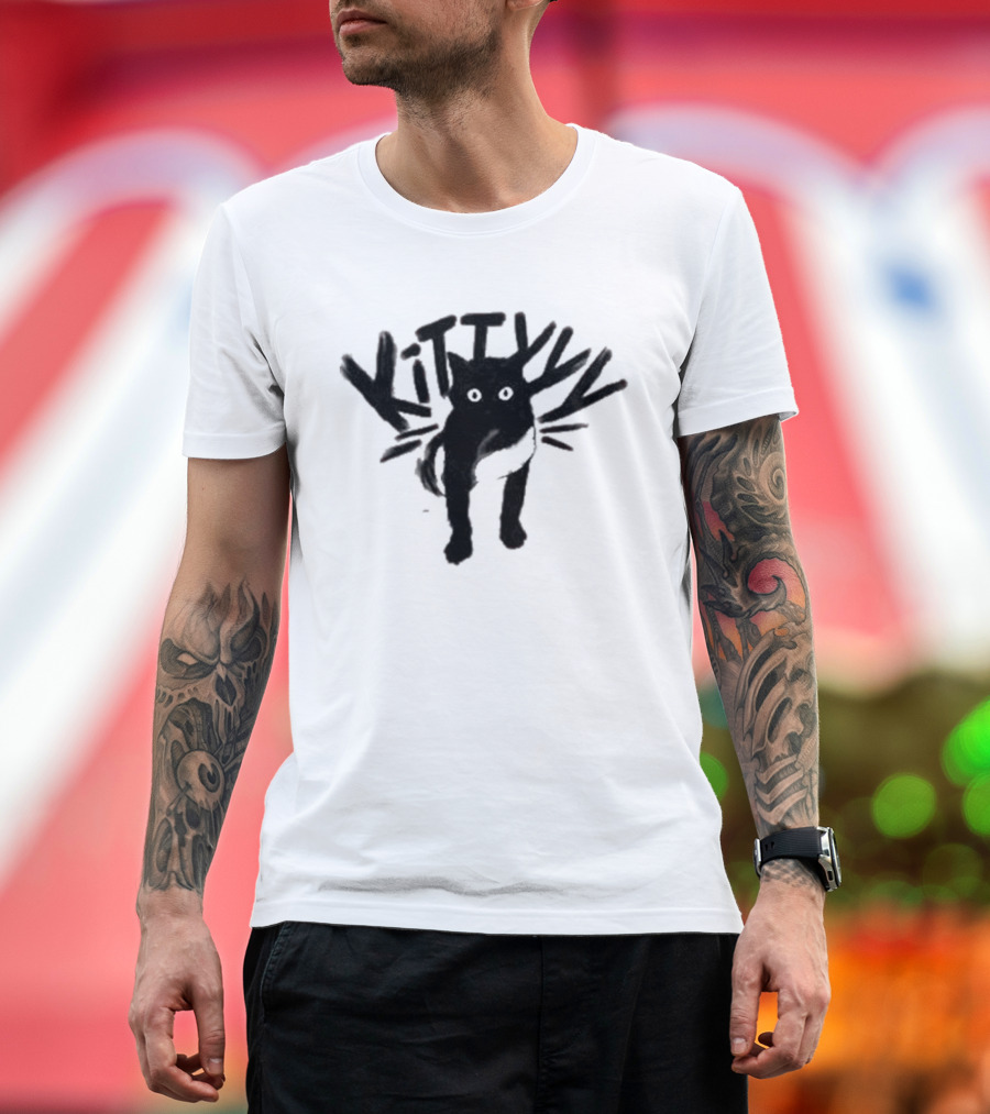 Caseoh's Kitty Cat Playful Black Silhouette With Whiskers T-Shirt