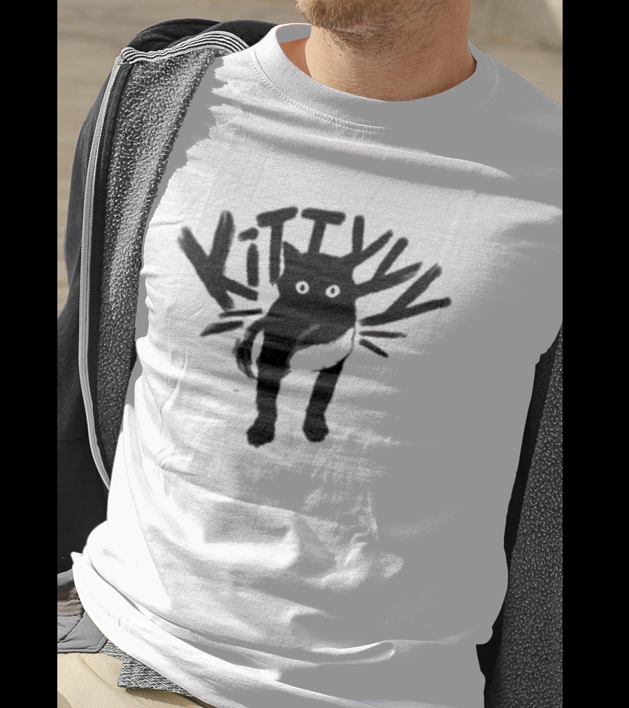 Caseoh's Kitty Cat Playful Black Silhouette With Whiskers T-Shirt