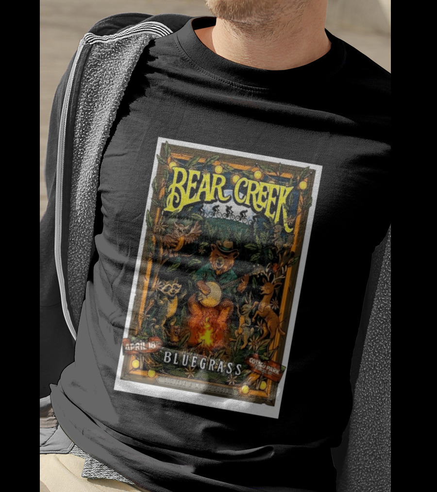 Bear Creek Bluegrass Bicycle Music Social April 18th In Cosmo Park Columbia MO T-Shirt