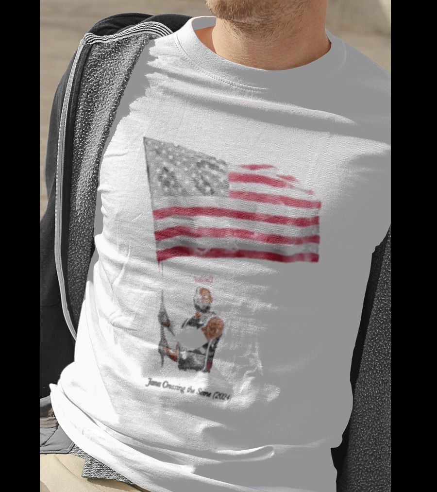 James Crossing The Seine 2024 American Flag T-Shirt