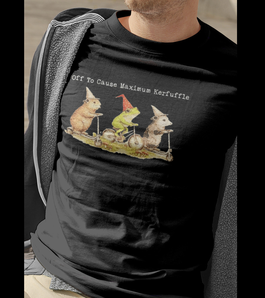 Off To Cause Maximum Kerfuffle Capybara Frog Possum Vintage Whimsical Riding Scooters T-Shirt