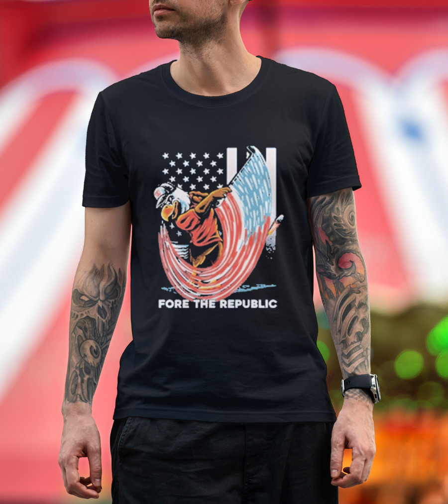 Old Row Golf American Flag Swing Fore The Republic T-Shirt