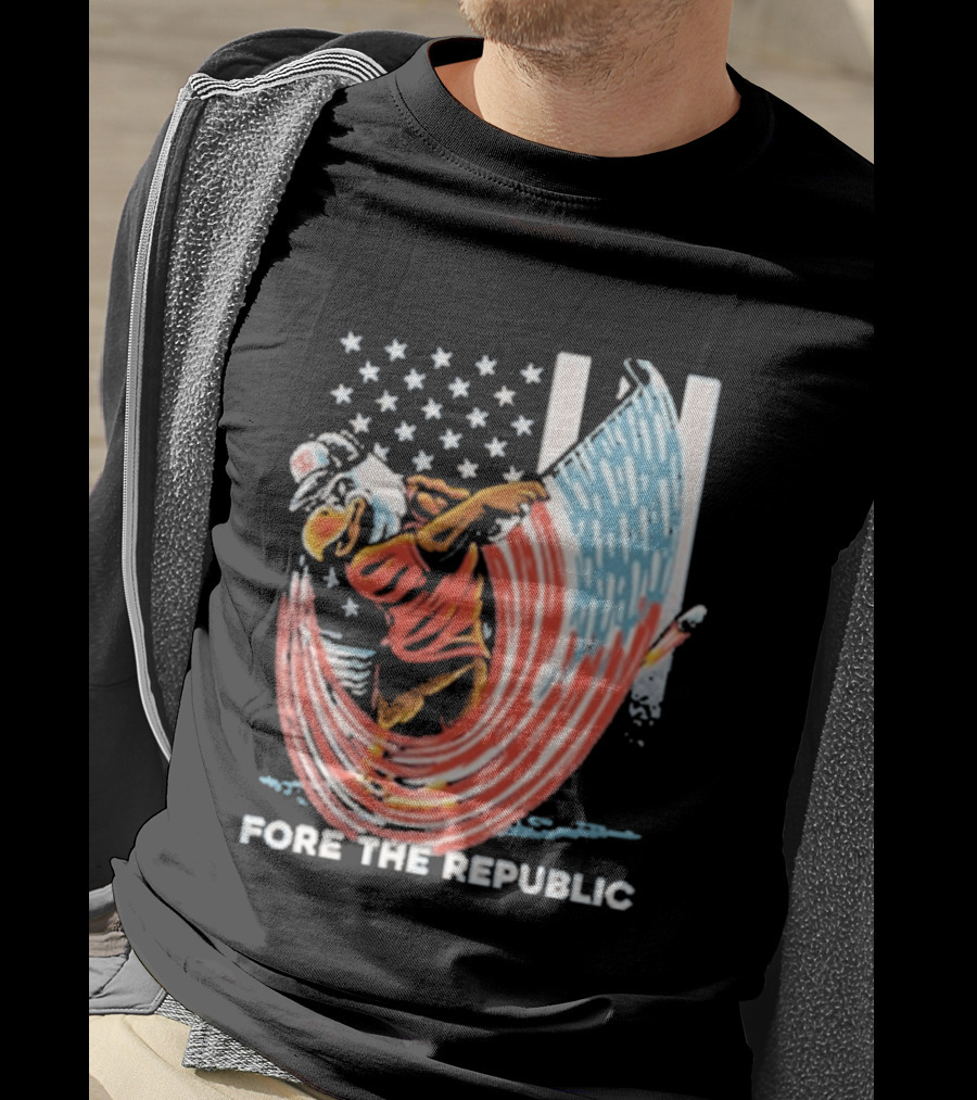 Old Row Golf American Flag Swing Fore The Republic T-Shirt