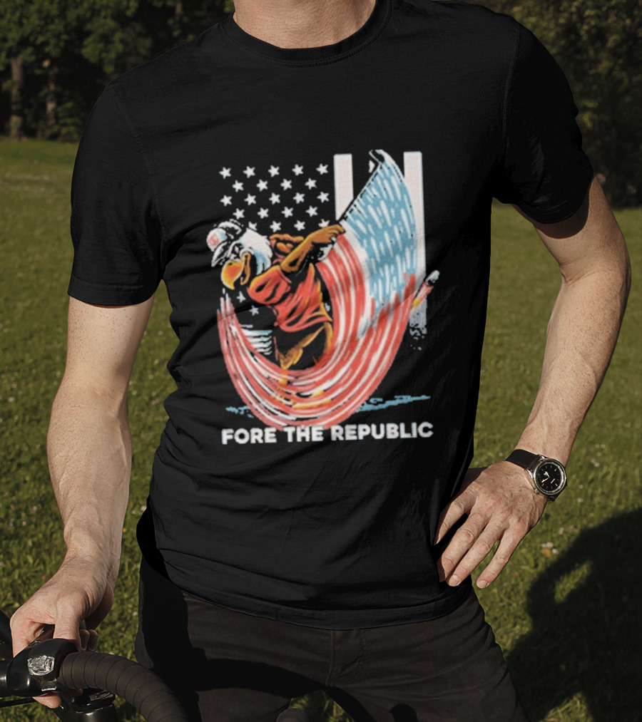 Old Row Golf American Flag Swing Fore The Republic T-Shirt