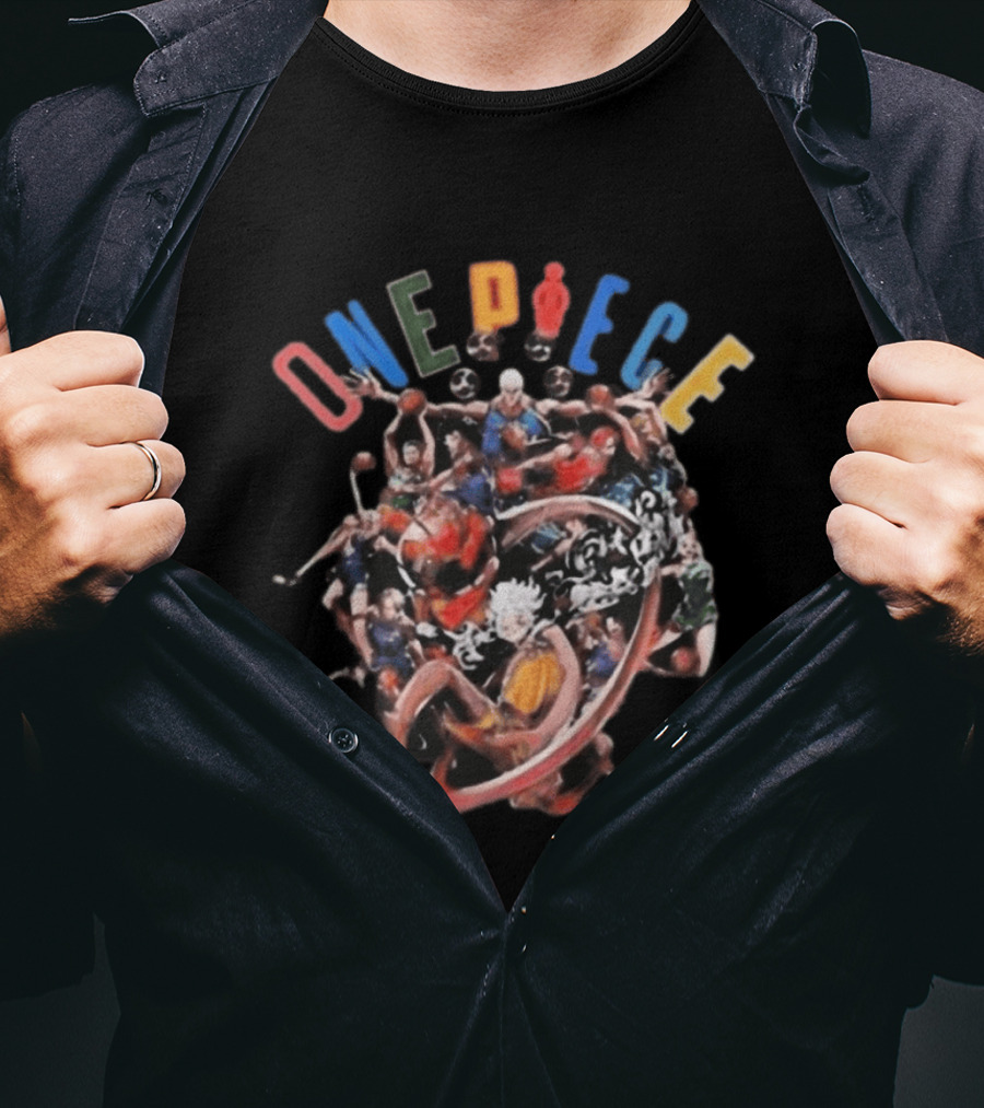 NBA One Piece Crossover 2026 Anime Sports Characters Collaboration T-Shirt