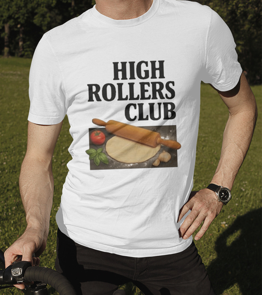 High Rollers Club Sebastian Maniscalco Cooking Pizza Rolling Pin T-Shirt