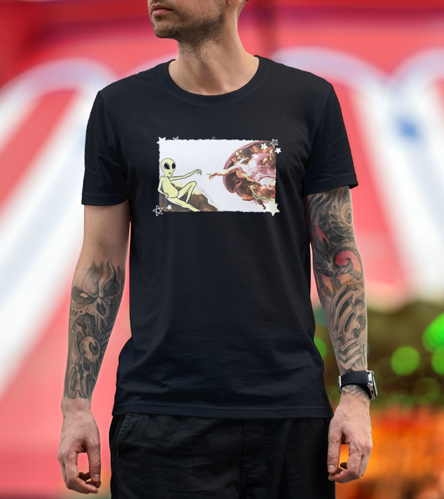 Big and Tall The Creation Of Aliens Extraterrestrial Renaissance Humor T-Shirt