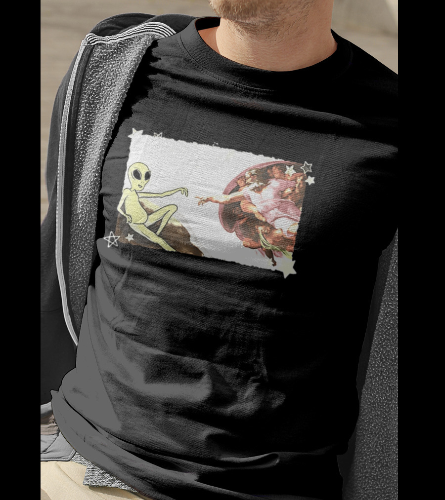 Big And Tall The Creation Of Aliens Extraterrestrial Renaissance Humor T-Shirt