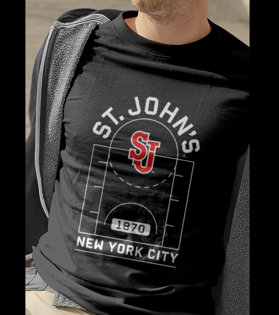 St John's Red Storm SJ Basketball Court New York City 1870 T-Shirt