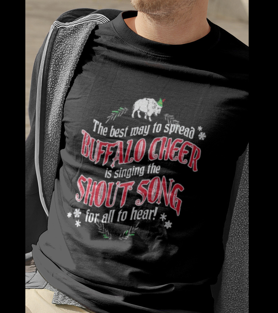 Buffalo Cheer Christmas Shout Song Reindeer Snowflakes T-Shirt