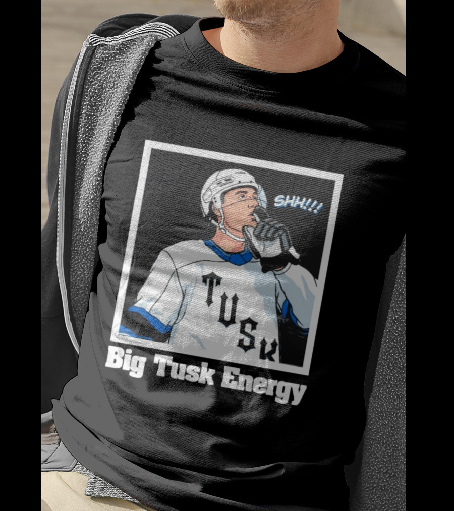 Big Tusk Energy Hockey Shhh Tusk Player White Uniform T-Shirt
