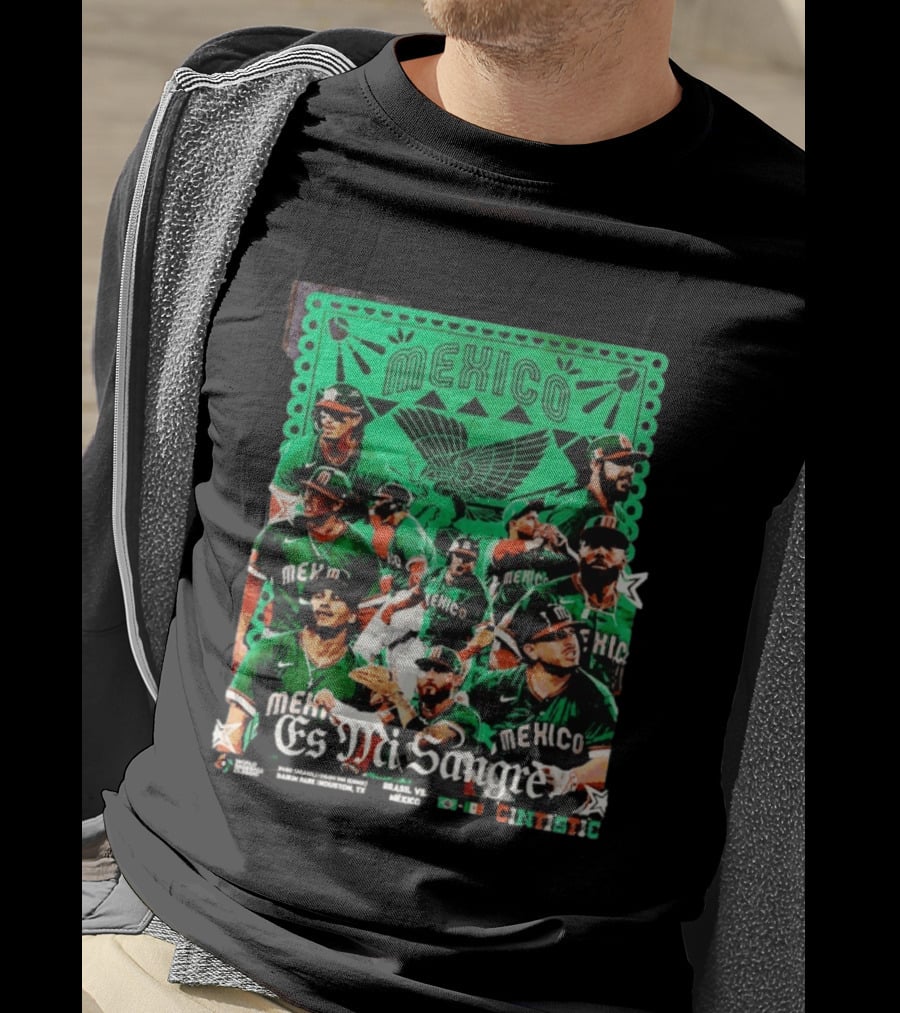 Mexico Es Mi Sangre 2026 World Baseball Classic Brasil Houston Baseball Players T-Shirt