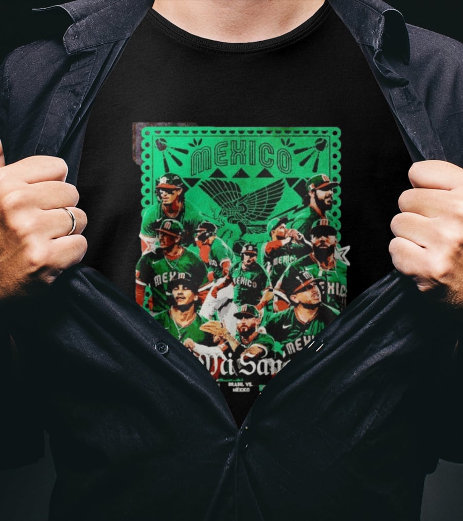 Mexico Es Mi Sangre 2026 World Baseball Classic Brasil Houston Baseball Players T-Shirt