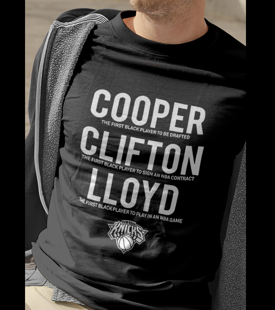 New York Knicks NBA 75th Anniversary Cooper Clifton Lloyd Pioneers T-Shirt