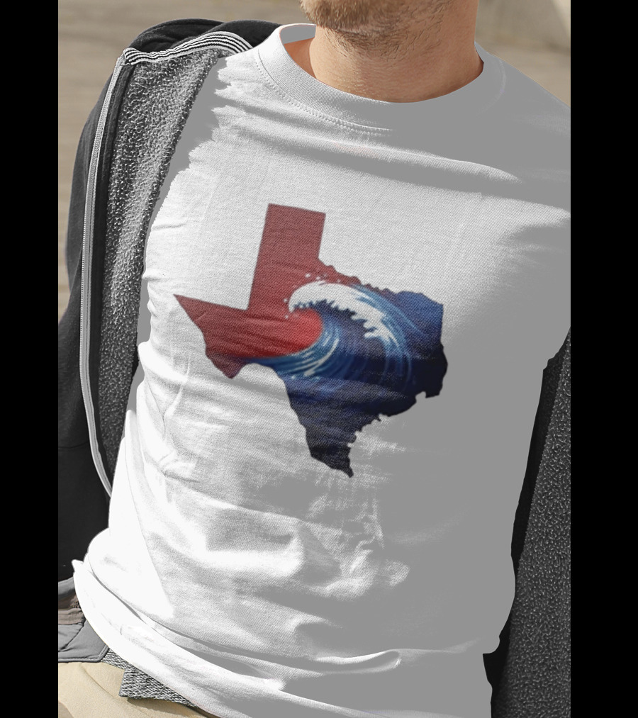 Texas Blue Wave Democrat Red State Map Wave Banner T-Shirt