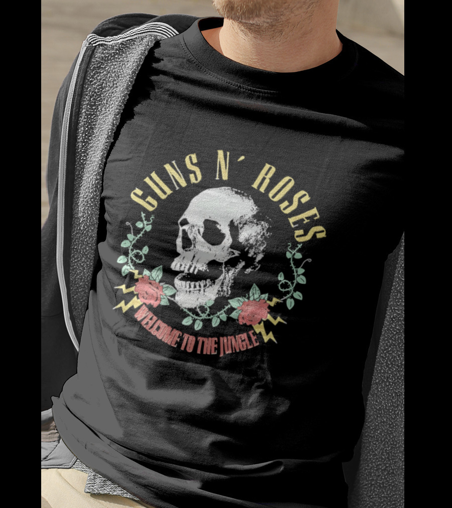 Guns N' Roses Skull Welcome To The Jungle Roses T-Shirt