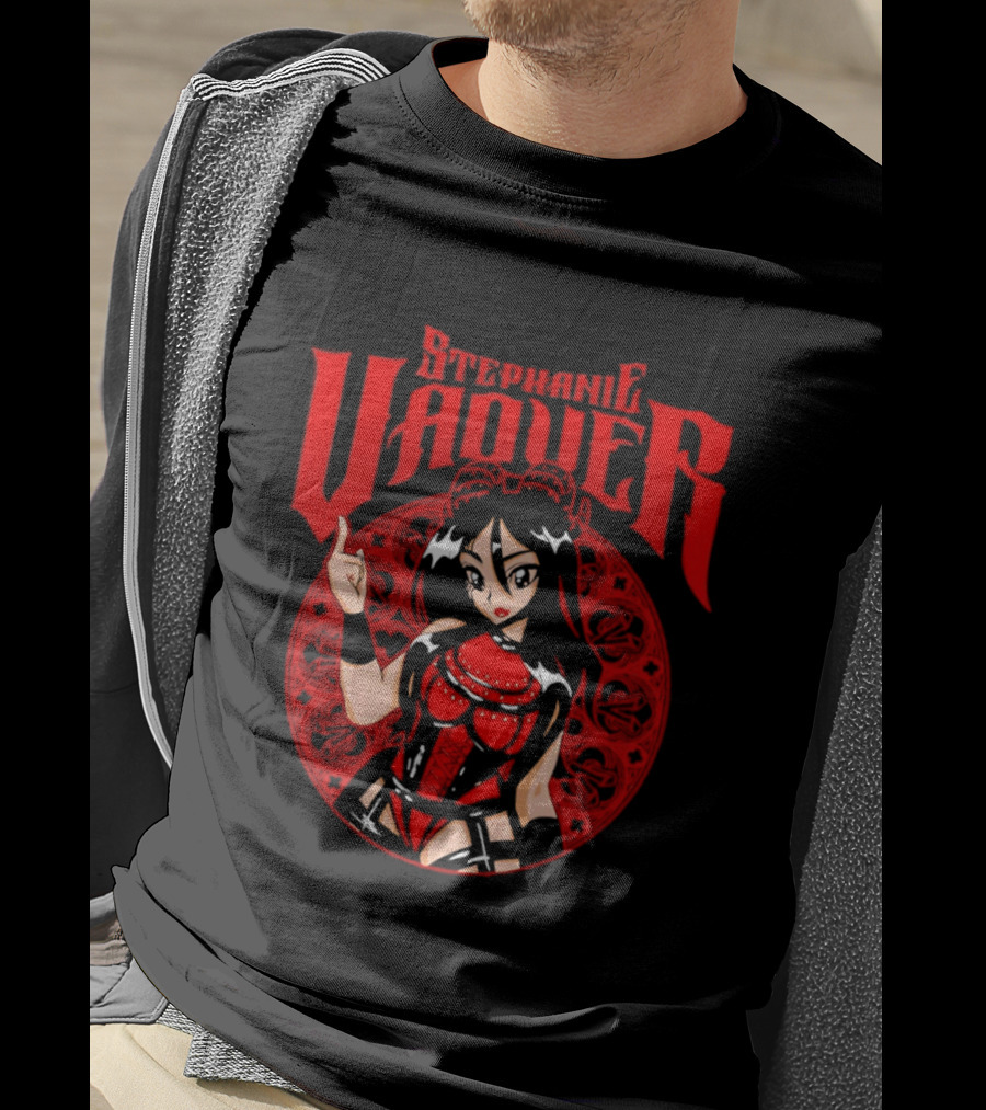 Stephanie Vaquer WWE Anime Style Character Art Red Lettering T-Shirt