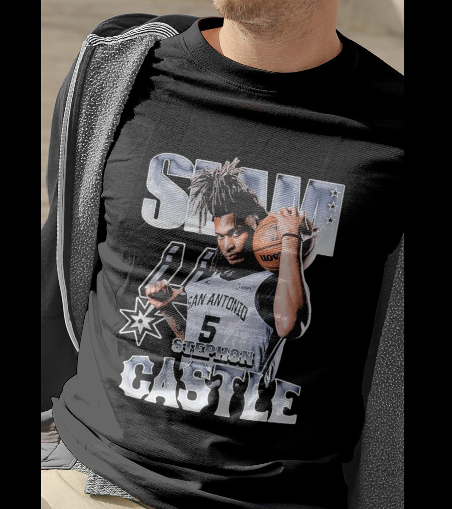 San Antonio Spurs Stephon Castle Slam Basketball T-Shirt